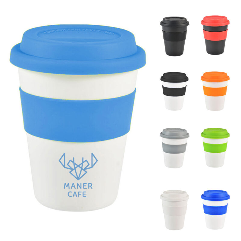 Reusable Coffee Cup with Silicone Lid and Sleeve