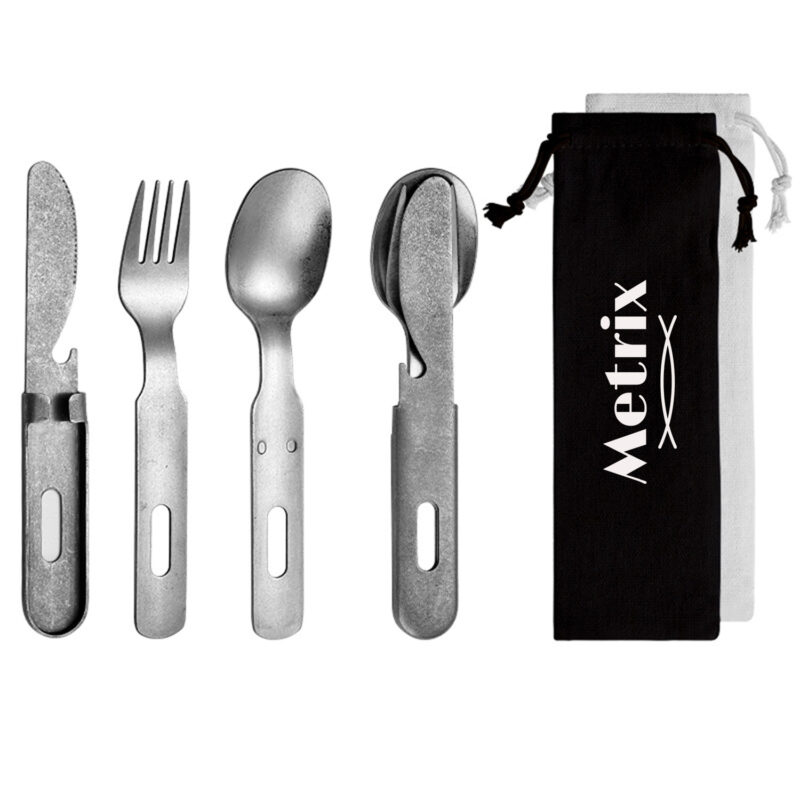 3 in 1 Camping Cutlery Set Stainless Steel
