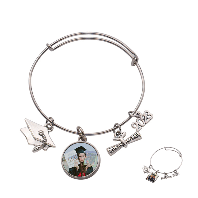 Adjustable Graduation Season Metal Tag Bracelet
