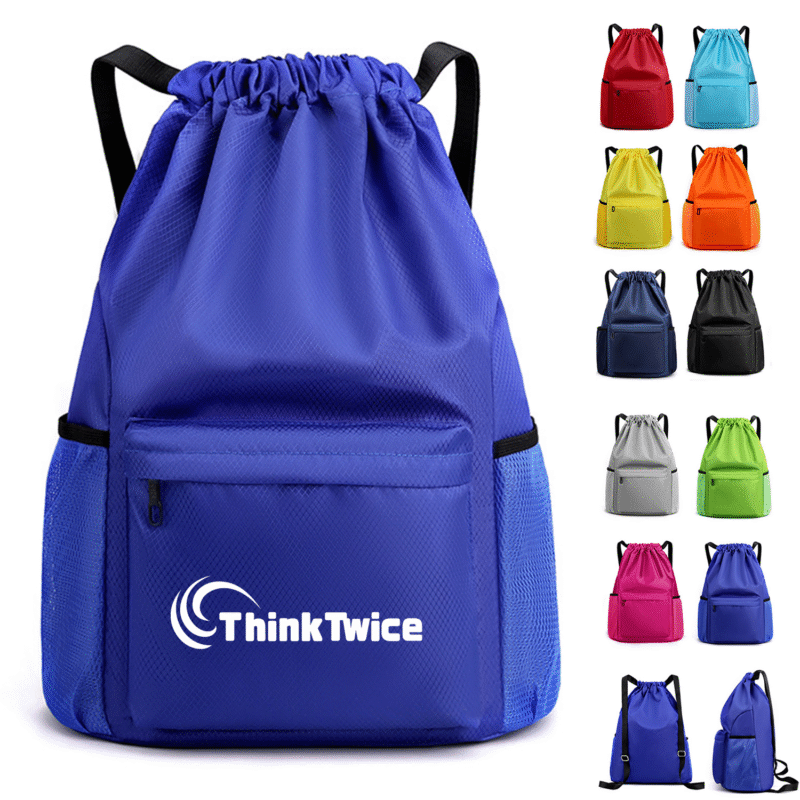 Drawstring Backpack with Front Zip Pocket