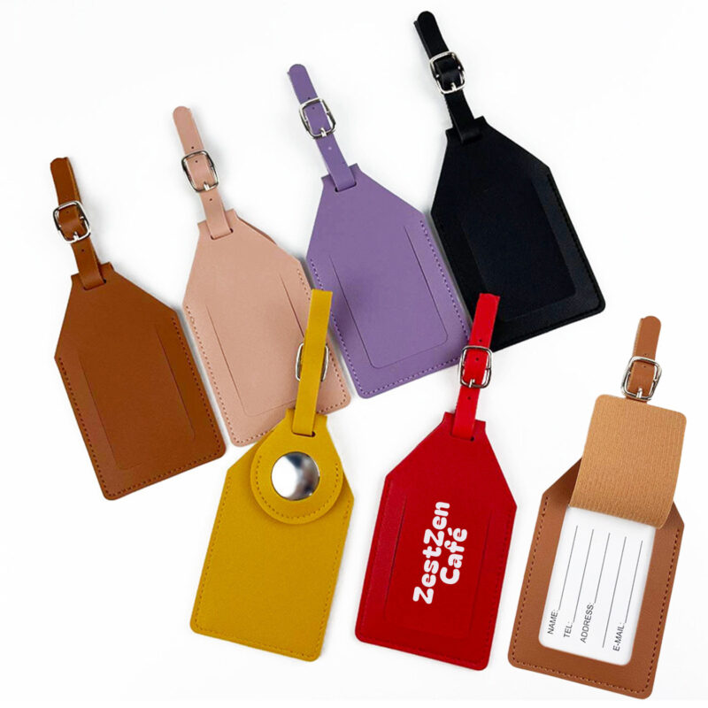 Premium PU Leather Luggage Tags with Tracker Slot