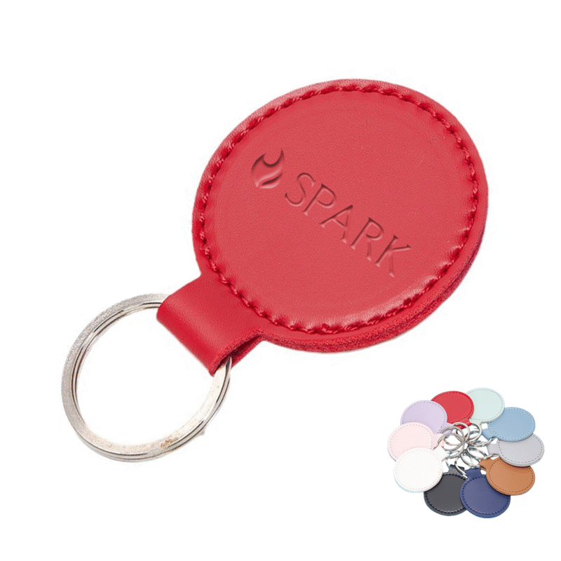 Round PU Leather Keychain