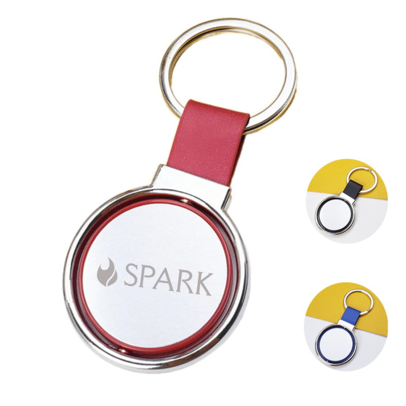 Customizable 360 Degrees Rotating Leather Keychain