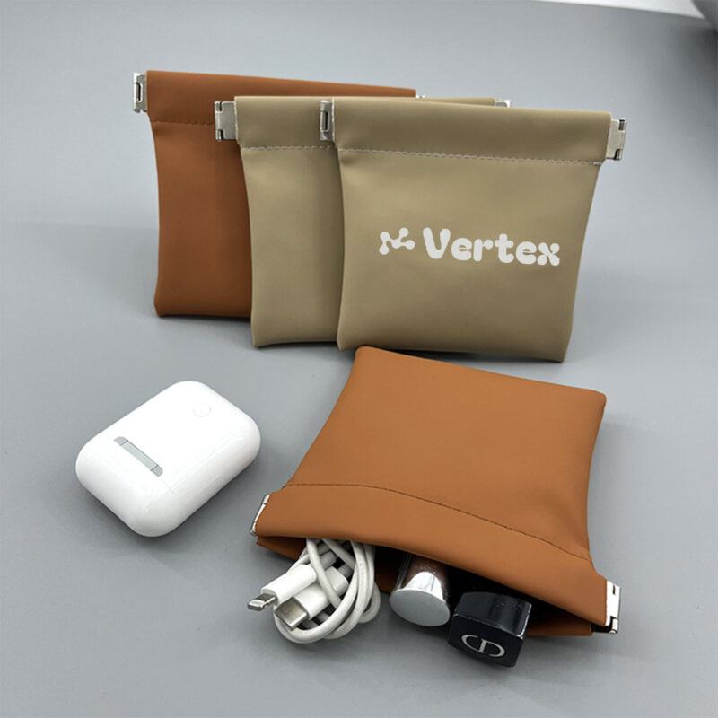Automatic Snap Leather Storage Pouch