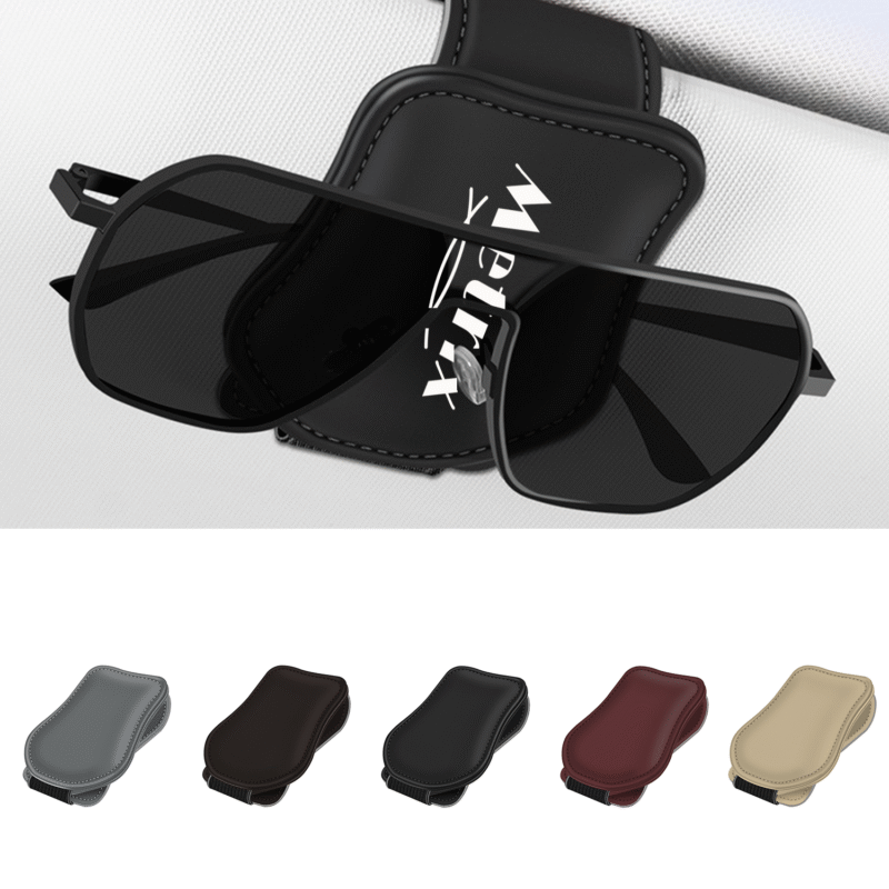Magnetic Leather Sunglasses Holder for Car Visor