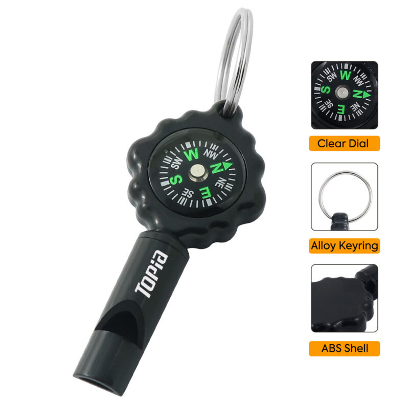 Compact Survival Whistle with Compass