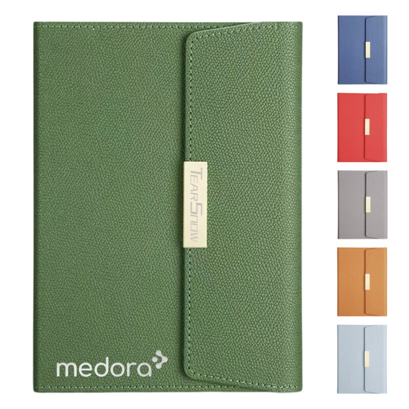A5 Tri-Fold Leather Notebook with Magnetic Closure